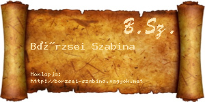 Börzsei Szabina névjegykártya